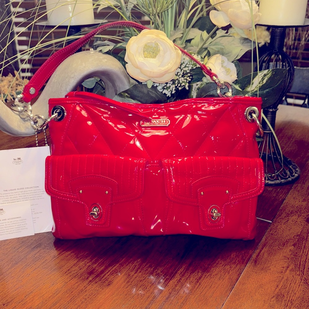 Coach Red Patent Leather Shoulder Bag